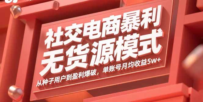 社交电商暴利无货源模式：从种子用户到盈利爆破，单账号月均收益5w+|HOOK协议网