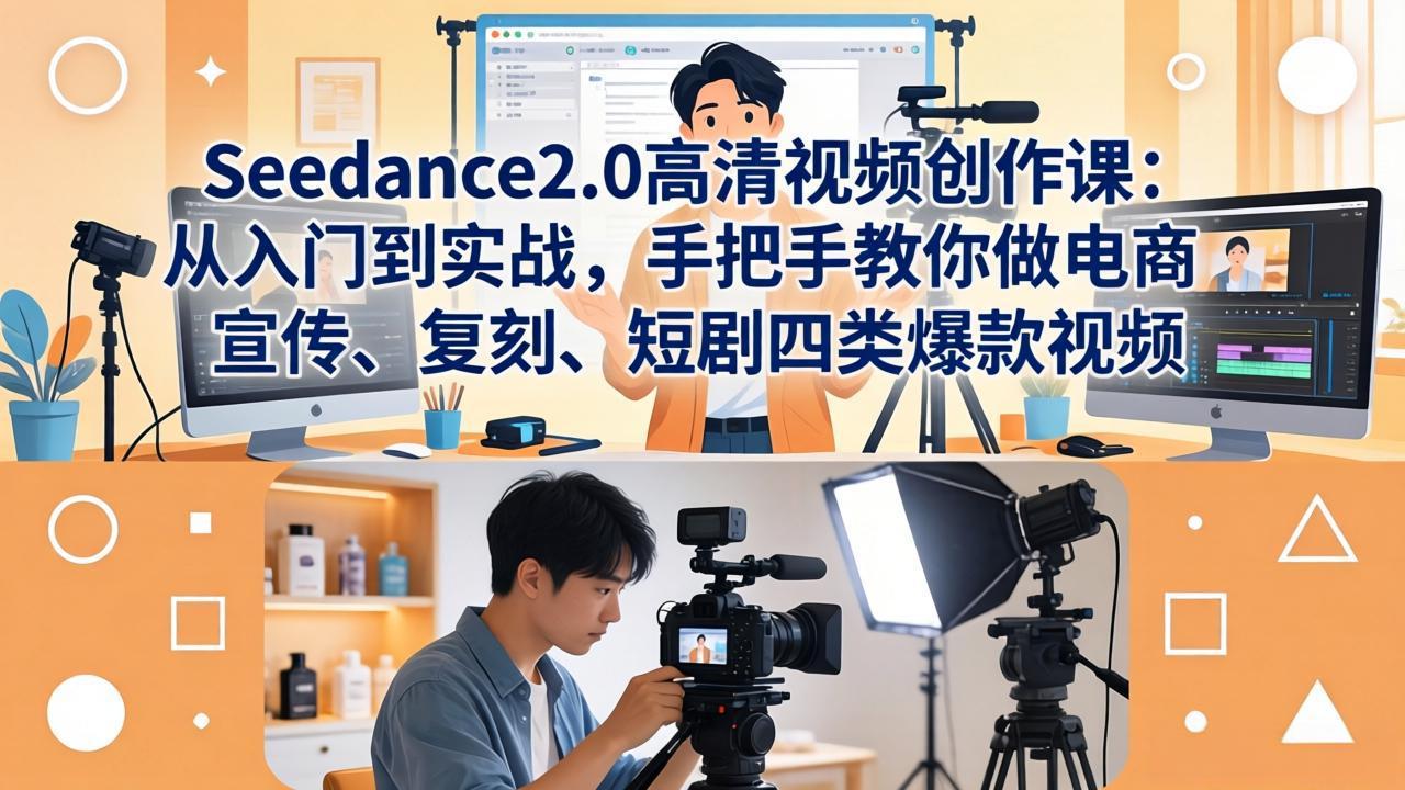 Seedance2.0高清视频创作课：从入门到实战，手把手教你做电商、宣传、复刻、短剧四类爆款视频|协议软件打粉软件