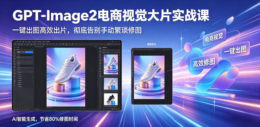 GPT-Image2电商视觉大片实战课，一键出图高效出片，彻底告别手动繁琐修图|一人科技公司导航
