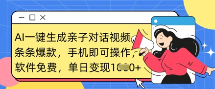 AI一键生成亲子对话视频，条条爆款，一部手机即可操作，单日变现数张|HOOK协议网