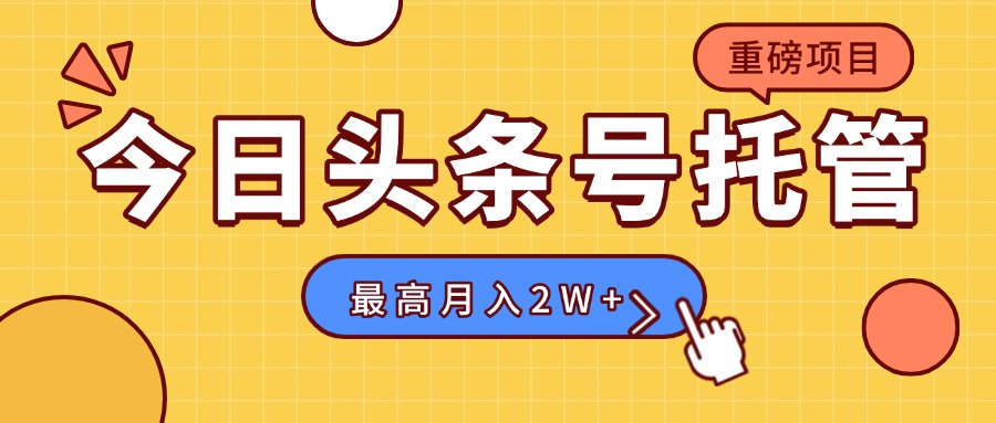 【头条号托管 】我存作品到草稿箱，你每天5分钟发布，最高月入2W+|HOOK协议网