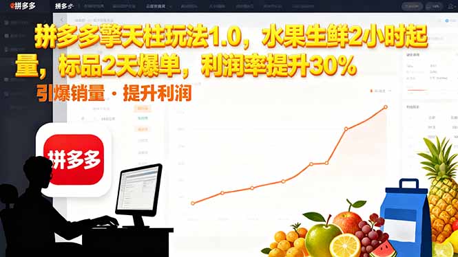 拼多多 擎天柱玩法1.0，水果生鲜2小时起量，标品2天爆单，利润率提升30%|HOOK协议网