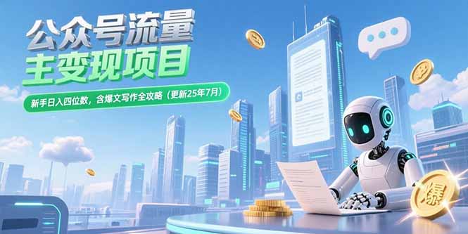 公众号流量主变现项目，新手日入四位数，含爆文写作全攻略(更新25年7月|HOOK协议网