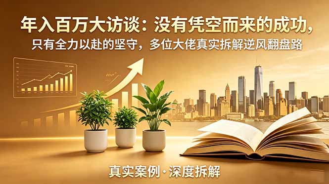 年入百万大访谈-更新：没有凭空而来的成功，只有全力以赴的坚守，多位大佬真实拆解逆风翻盘路|一人科技公司导航