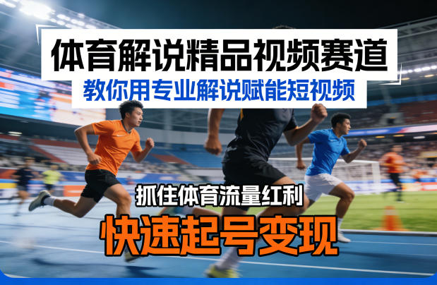 体育解说精品视频赛道，教你用专业解说赋能短视频，抓住体育流量红利，快速起号变现|协议软件打粉软件