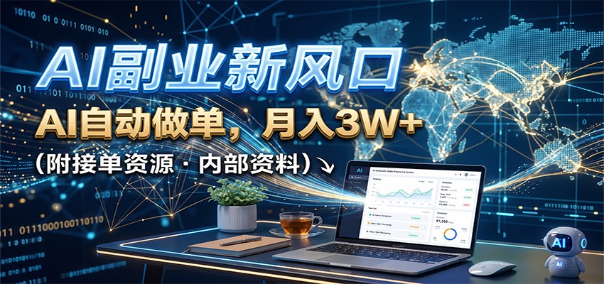 AI副业新风口，AI自动做单，月入3W+，附接单资源|一人科技OPC聚合软件