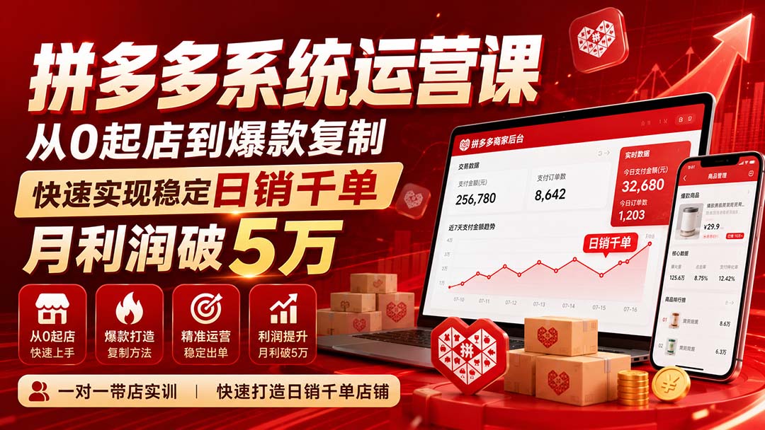 拼多多系统运营课-无水印(更新9月|一人科技OPC聚合软件