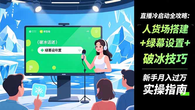 直播冷启动全攻略:人货场搭建+绿幕设置+破冰技巧，新手月入过万实操指南|HOOK协议网