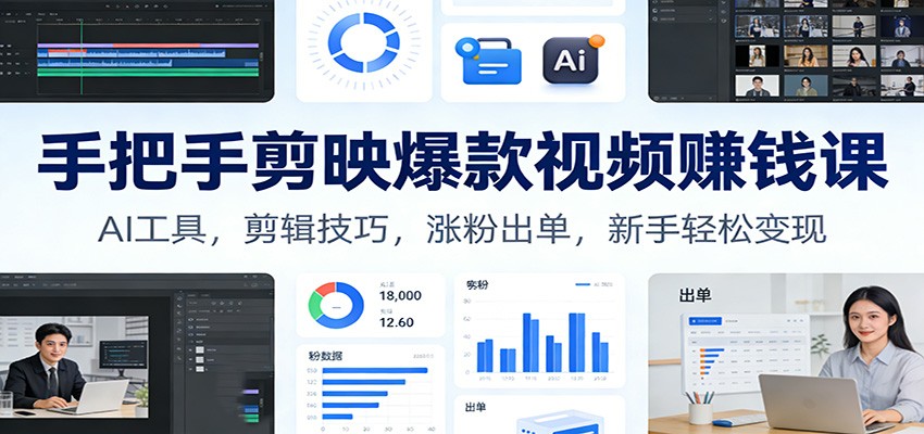 手把手剪映爆款视频赚钱课：AI工具，剪辑技巧，涨粉出单，新手轻松变现|HOOK协议网