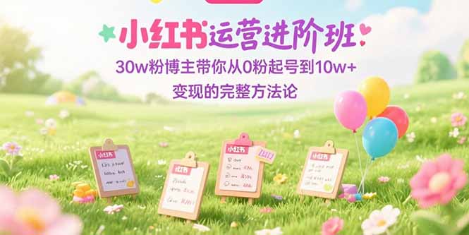 小红书运营进阶班：30w粉博主带你从0粉起号到10w+变现的完整方法论|HOOK协议网