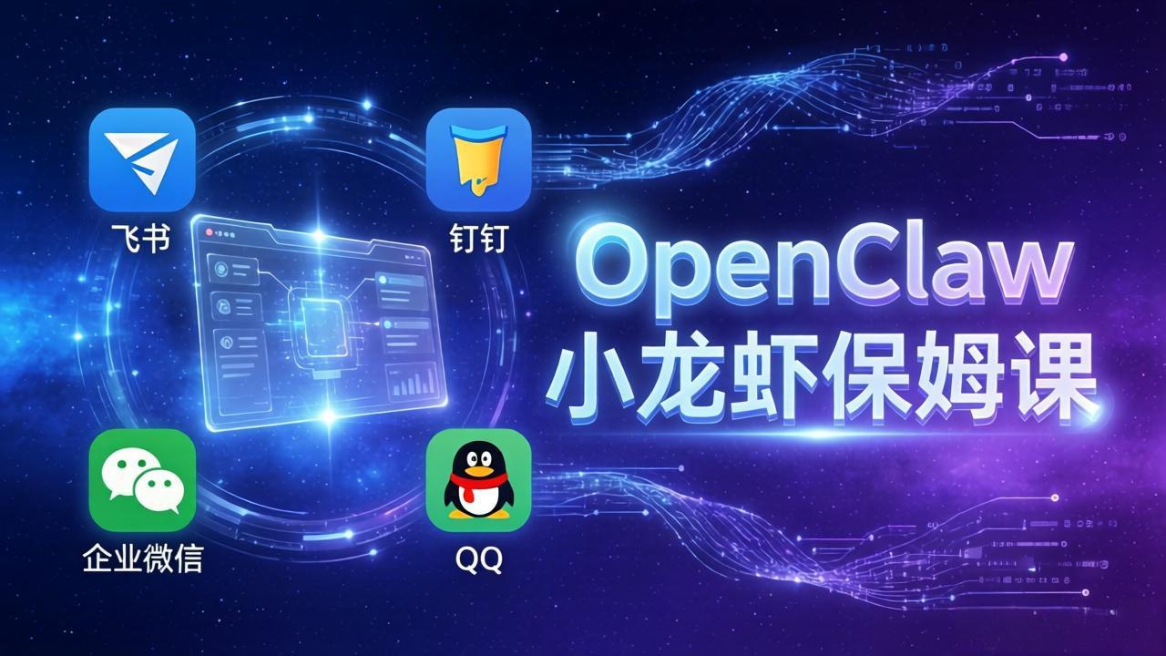 OpenClaw小龙虾保姆课： Windows/macOS/Linux/Docker全系统安装，飞书+钉钉+企业微信+QQ 全接入|协议软件打粉软件