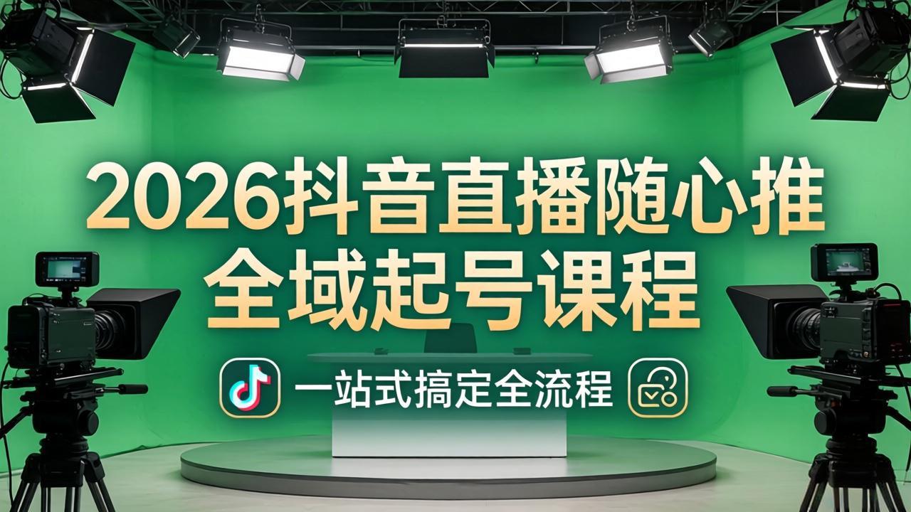 2026抖音直播随心推全域起号课程：一站式搞定直播起号、稳号、放量全流程(更新4月|协议软件打粉软件