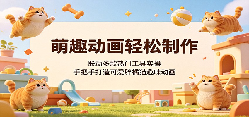 萌趣动画轻松制作，联动多款热门工具实操，手把手打造可爱胖橘猫趣味动画|一人科技公司导航