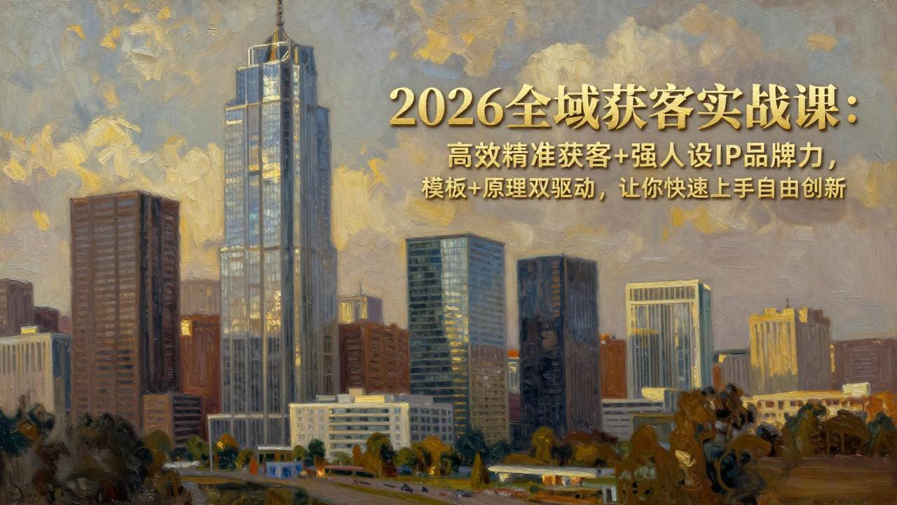 2026全域获客实战课：高效精准获客+强人设IP品牌力，模板+原理双驱动，让你快速上手自由创新|协议软件打粉软件