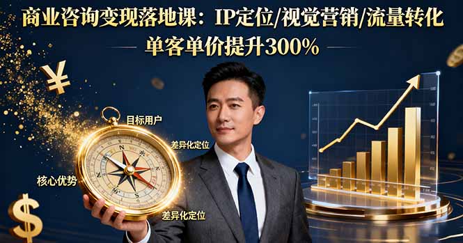 商业咨询变现落地课：IP定位/视觉营销/流量转化，单客单价提升300%|HOOK协议网