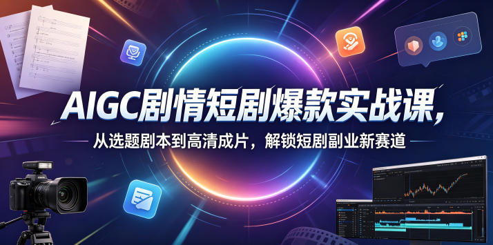 AIGC剧情短剧爆款实战课，从选题剧本到高清成片，解锁短剧副业新赛道(更新0906)|一人科技OPC聚合软件