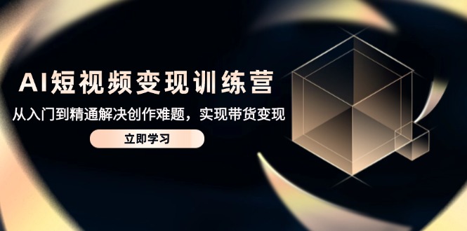 AI短视频变现训练营，从入门到精通解决创作难题，实现带货变现|HOOK协议网