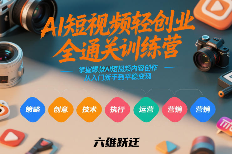AI短视频轻创业全通关训练营，掌握爆款AI短视频内容创作，从入门新手到平稳变现的六维跃迁|协议软件打粉软件
