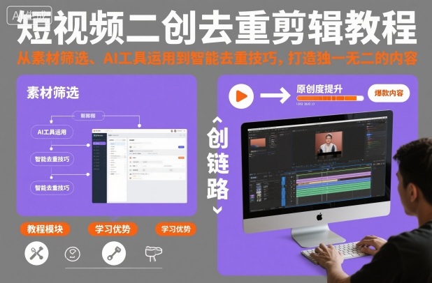 短视频二创去重剪辑教程，从素材筛选、AI工具运用到智能去重技巧，打造独一无二的内容|HOOK协议网
