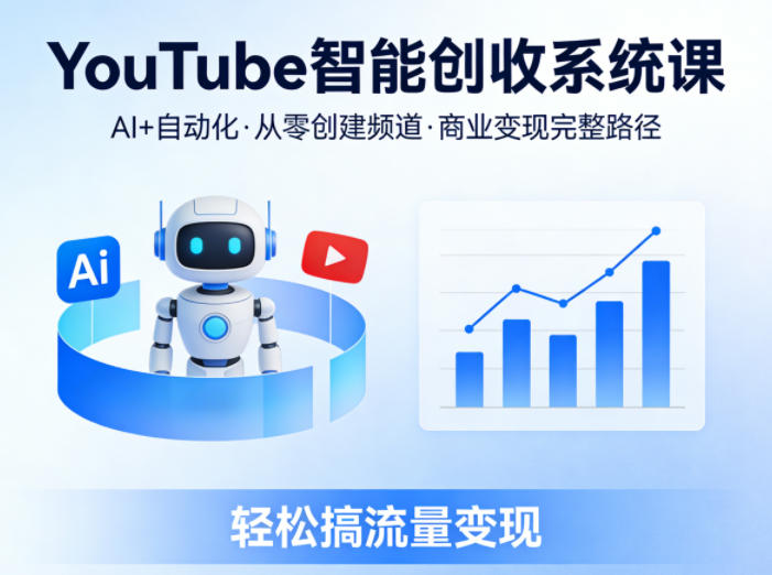 YouTube智能创收系统课，AI+自动化，从零创建YouTube频道并实现商业变现的完整路径，轻松搞流量变现|协议软件打粉软件