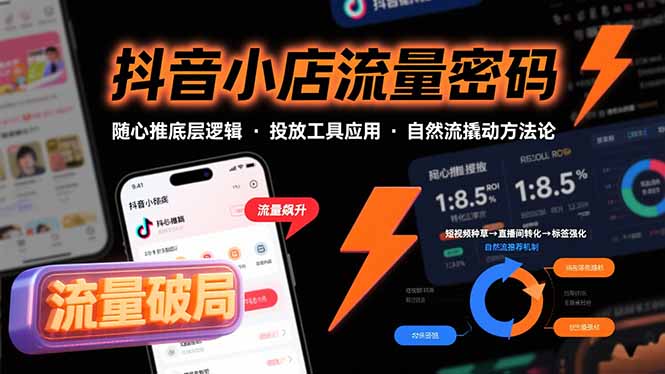 抖音小店流量密码，随心推底层逻辑，投放工具应用，自然流撬动核心方法论|HOOK协议网