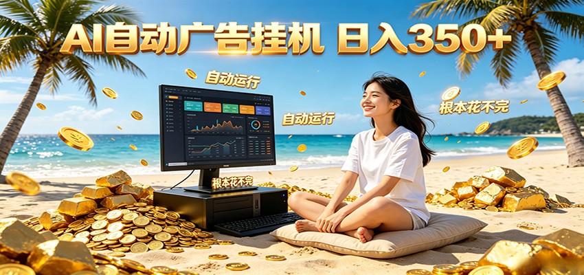 AI自动广告挂机 日入350+ 真正做到躺赚式变现，根本花不完！|一人科技公司导航