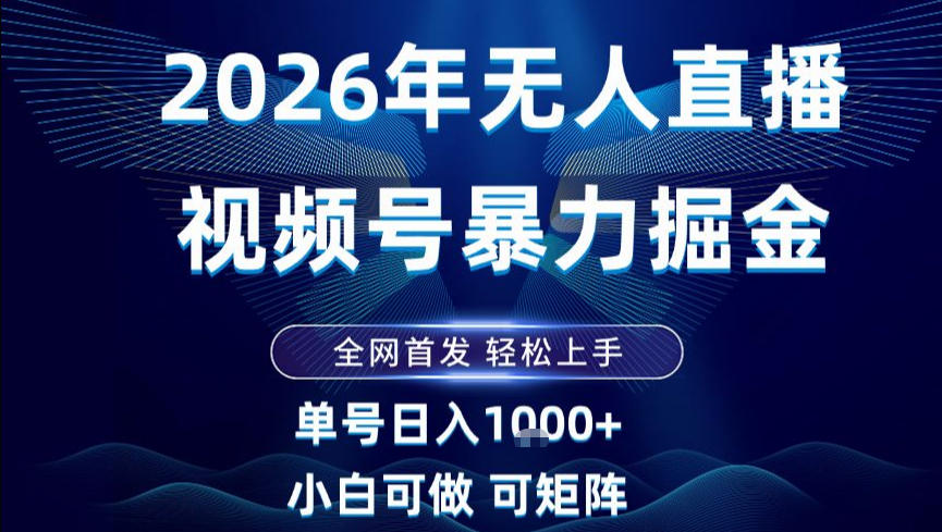 2026最新视频号无人直播掘金，全网首发，小白可以玩，长期稳定日入1k+【揭秘】|HOOK协议网