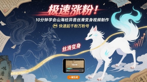 极速涨粉！10分钟学会山海经异兽丝滑变身视频制作，快速起千粉万粉号|HOOK协议网
