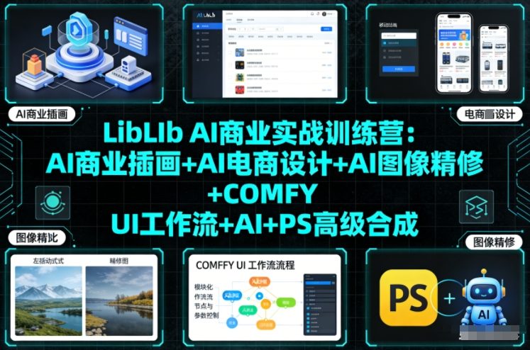 LibLIb AI商业实战训练营：AI商业插画+AI电商设计+AI图像精修+COMFY UI工作流+AI+PS高级合成|HOOK协议网