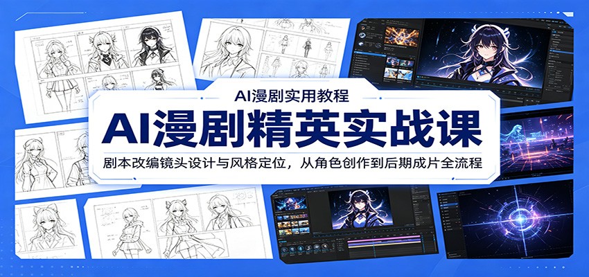 AI漫剧精英实战课：剧本改编镜头设计与风格定位，从角色创作到后期成片全流程|一人科技公司导航