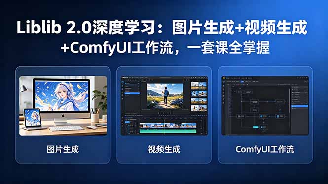 Liblib 2.0深度学习：图片生成+视频生成+ComfyUI工作流，一套课全掌握|一人科技公司导航