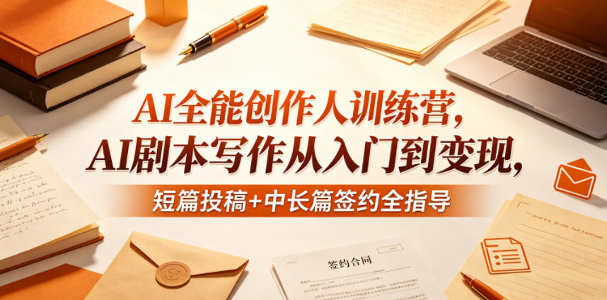 AI全能创作人训练营，AI剧本写作从入门到变现，短篇投稿+中长篇签约全指导|一人科技公司导航