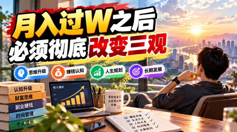 某公众号付费文章：月入过W之后，必须彻底改变三观|一人科技OPC聚合软件
