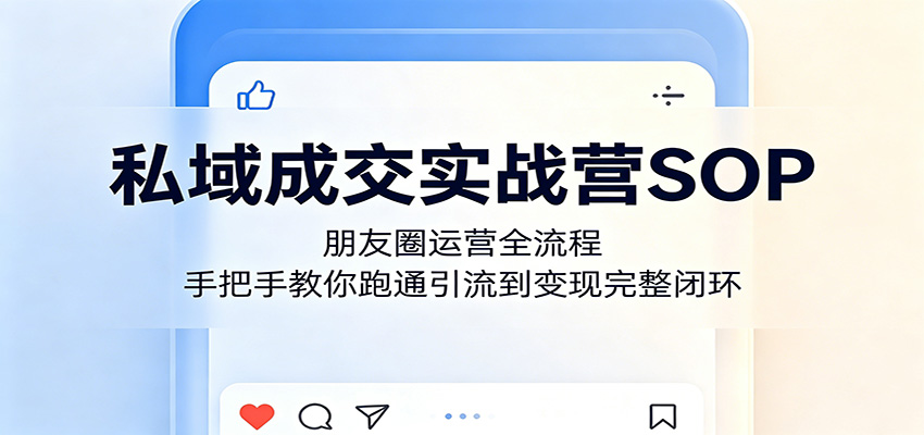私域成交实战营SOP：朋友圈运营全流程，手把手教你跑通引流到变现完整闭环|一人科技公司导航