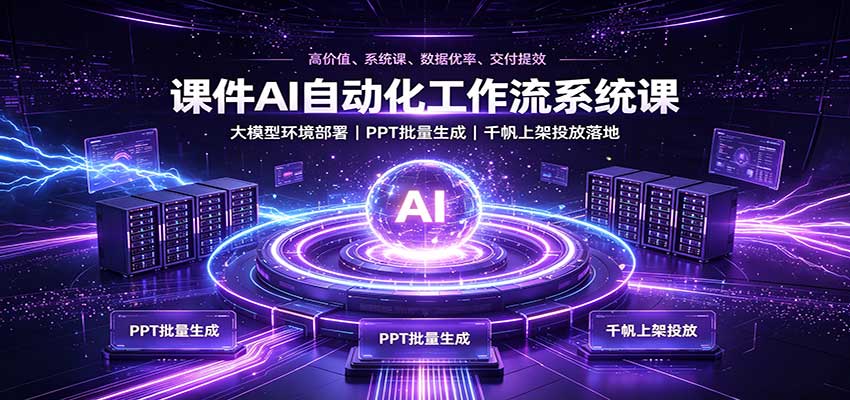 课件AI自动化工作流系统课：大模型环境部署，PPT批量生成，千帆上架投放落地|一人科技OPC聚合软件