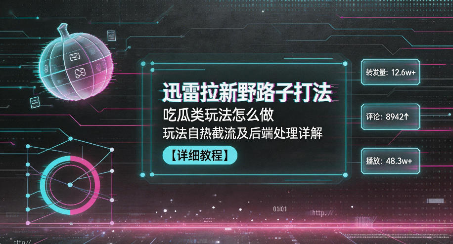 迅雷拉新野路子打法，吃瓜类玩法怎么做，玩法自热截流及后端处理详解|一人科技公司导航