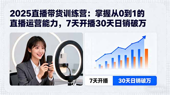 2025直播带货训练营：掌握从0到1的直播运营能力，7天开播30天日销破万|HOOK协议网