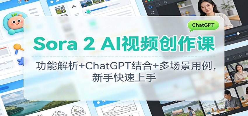 Sora 2 AI视频创作课：功能解析+ChatGPT结合+多场景用例，新手快速上手|HOOK协议网