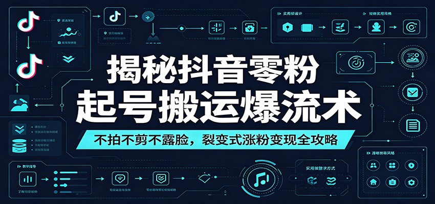 揭秘抖音零粉起号搬运爆流术：不拍不剪不露脸，裂变式涨粉变现全攻略|一人科技公司导航