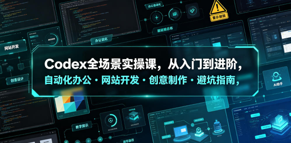 Codex全场景实操课，从入门到进阶，自动化办公・网站开发・创意制作・避坑指南，全流程教学|一人科技公司导航