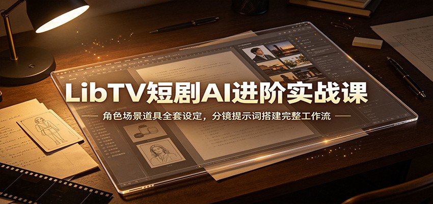 LibTV短剧AI进阶实战课：角色场景道具全套设定，分镜提示词搭建完整工作流|一人科技OPC聚合软件