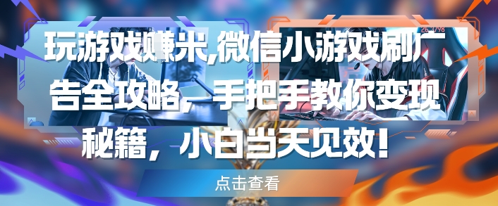 玩游戏挣米，微信小游戏刷广告全攻略，手把手教你变现秘籍，小白当天见效|HOOK协议网