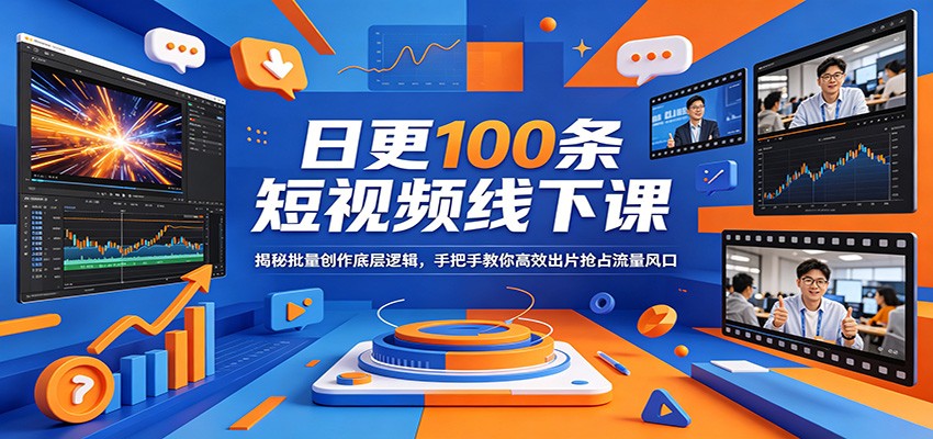 日更100条短视频线下课：揭秘批量创作底层逻辑，手把手教你高效出片抢占流量风口|协议软件打粉软件