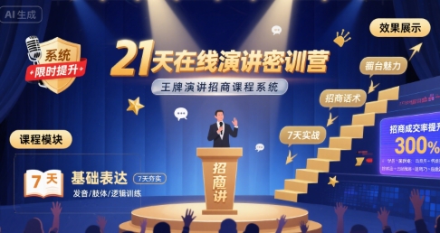 21天在线演讲密训营，王牌演讲招商课程系统|HOOK协议网