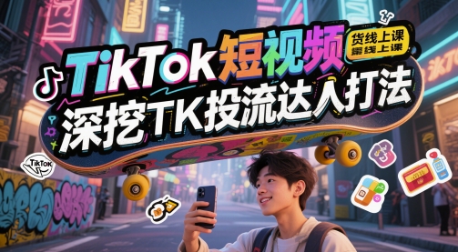 TikTok短视频带货线上课，深挖TK投流达人打法|HOOK协议网