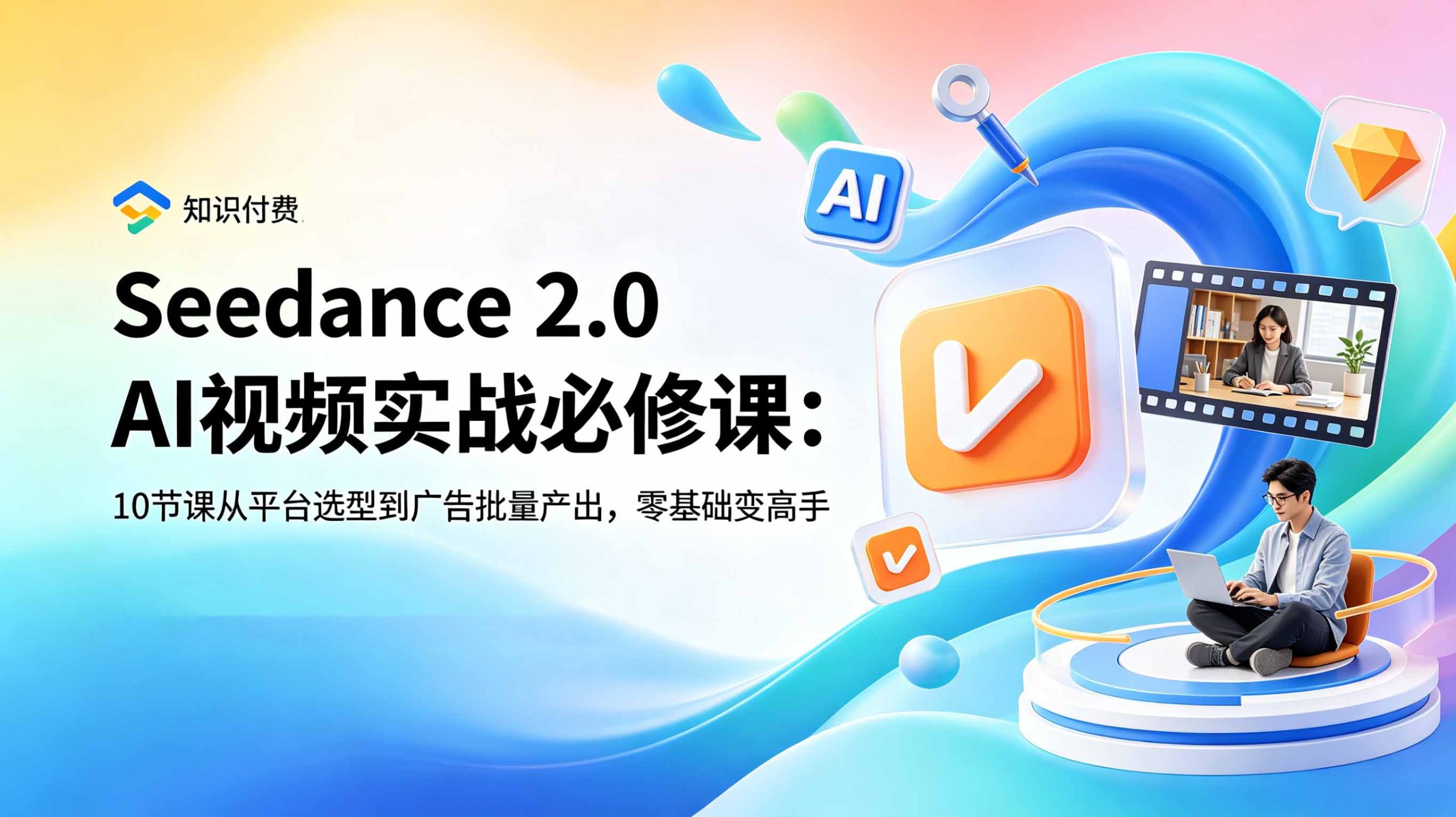 Seedance 2.0 AI视频实战必修课:10节课从平台选型到广告批量产出,零基础变高手|一人科技公司导航