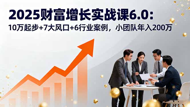2025财富增长实战课6.0：10万起步+7大风口+6行业案例，小团队年入200万|HOOK协议网