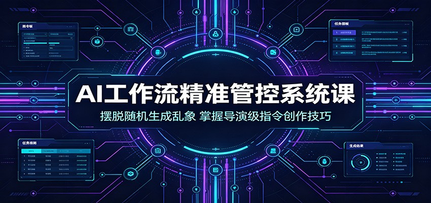 AI工作流精准管控系统课：摆脱随机生成乱象，掌握导演级指令创作技巧|一人科技OPC聚合软件