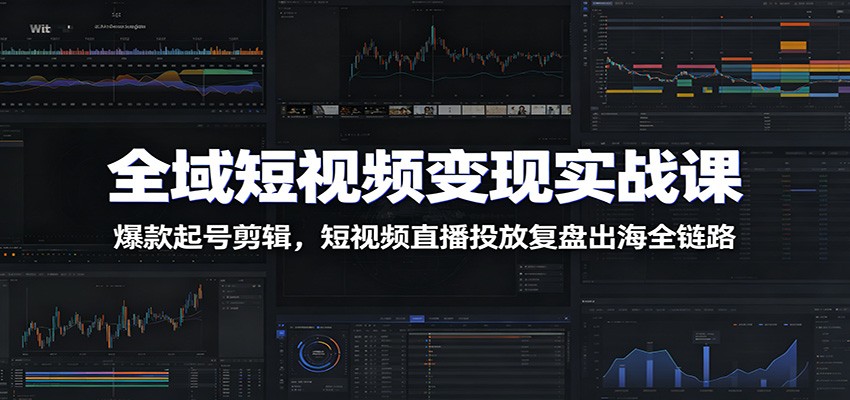 全域短视频变现实战课：爆款起号剪辑，短视频直播投放复盘出海全链路|一人科技公司导航
