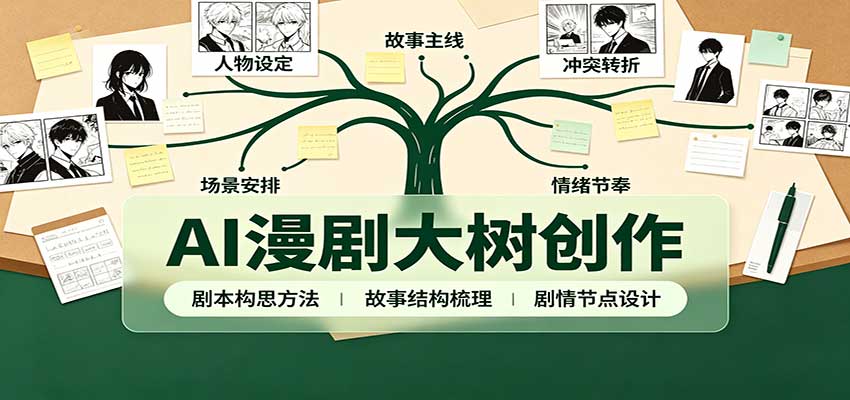 AI漫剧大树创作：剧本构思课程讲解，软件插件配置，配套工具资料完整梳理|一人科技OPC聚合软件